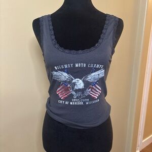 BDG Charcoal Gray Graphic Cotton Tank Top